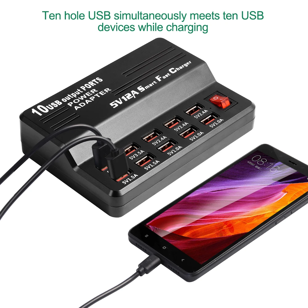 10 Порты и разъёмы s мульти Зарядное устройство USB настенное для рабочего стола