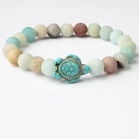 natural stone bracelet 8mm multicolor amazonian blue pine turtle bracelet for diy jewelry women and men amulet accessories