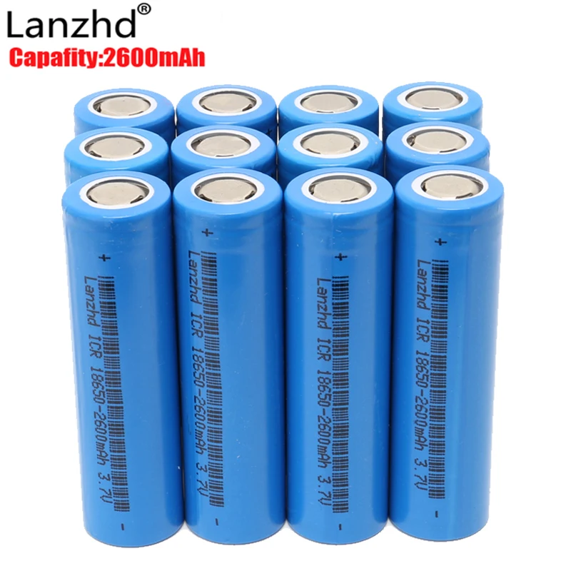 12 шт . 18650 Батарея 3 7 V Перезаряжаемые для sanyo батареи Ёмкость 2600 мА/ч литий ионный