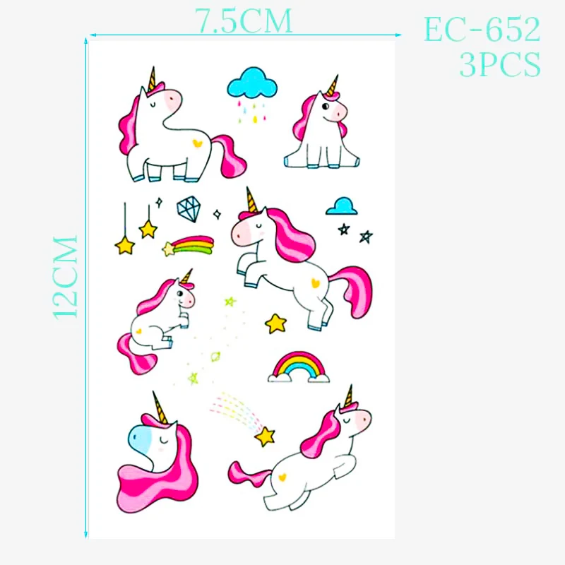tattoo sticker 1 WEIGAO Единорог вечерние резиновые браслеты и брелки для ключей Дети Единорог сувениры на день рождения силиконовый браслет пластиковые браслеты поставки - Цвет: tattoo sticker 1