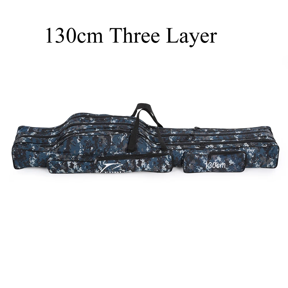 130cm Three Layer Сумка для рыбалки, складная сумка для удочки, Холщовая Сумка для рыболовных удочек, сумка для хранения, рюкзак для рыболовных снастей - Цвет: 130cm Three Layer