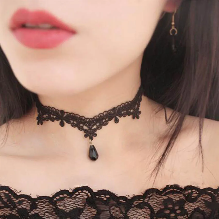 Женское кружевное ожерелье чокер с кисточками и татуировками|collares mujer|velvet choker