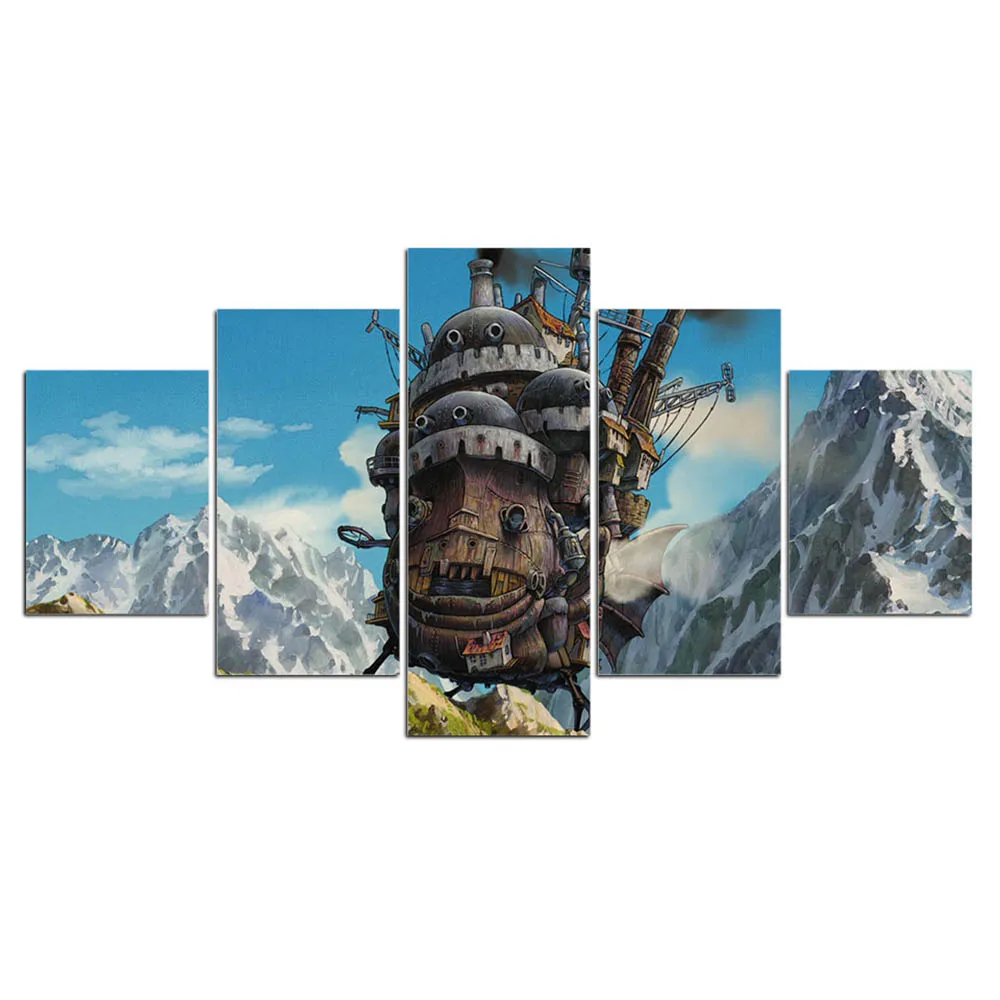 Холст Картина 5 панелей Howl's Moving Castle модульные фотографии постер Miyazaki Hayao фильма