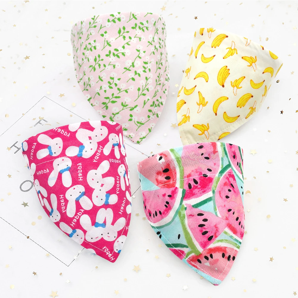 Cute Dog Cat Collar Banada Soft Puppy Bandana Scraf Collars Pet Accessories Small Dogs Cats Necklace Fruit Print M L |