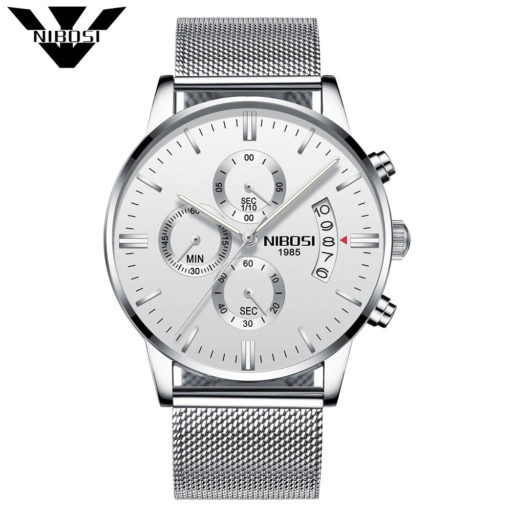 

Часы наручные NIBOSI Мужские кварцевые в стиле милитари, брендовые Роскошные Модные Аналоговые, с кожаным ремешком