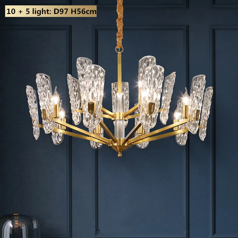 style A 15 light Американский Роскошный Золотой Металл E14 Led люстры висячие светильники Люстра для гостиной блеск Внутреннее освещение Lamparas - Цвет абажура: style A 15 light