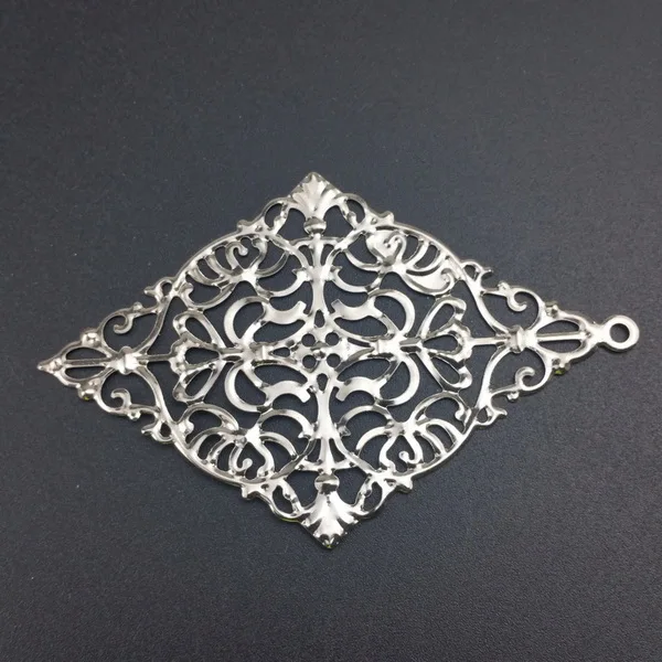rhodium50x72mm 10pcs 10-20 шт./партия ложечки металлические филигранные цветы срез амулеты База Установка ювелирных изделий DIY компоненты - Цвет: rhodium50x72mm 10pcs