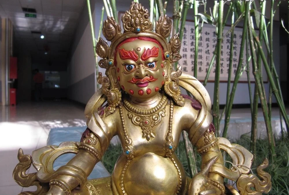 Tibet 100% Pure Copper bronze 24K Gold gild Yellow Jambhala Buddha Statue | Дом и сад