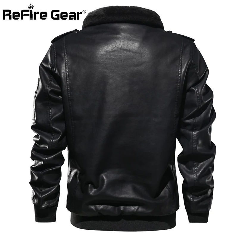 Куртка ReFire Gear мужская кожаная теплая мотоциклетная куртка бомбер в стиле