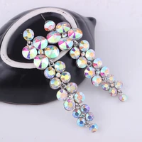 farlena jewelry multicolor crystal rhinestones drop earrings for women wedding fashion bridal long earrings