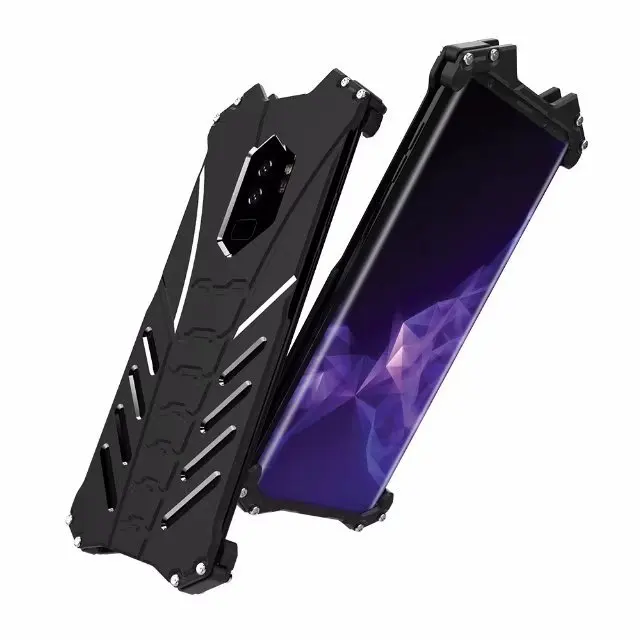 R-JUST Armor Heavy Dust Metal Aluminum CNC BATMAN protect Skeleton phone shell case cover for samsung galaxy S9 + bracket |