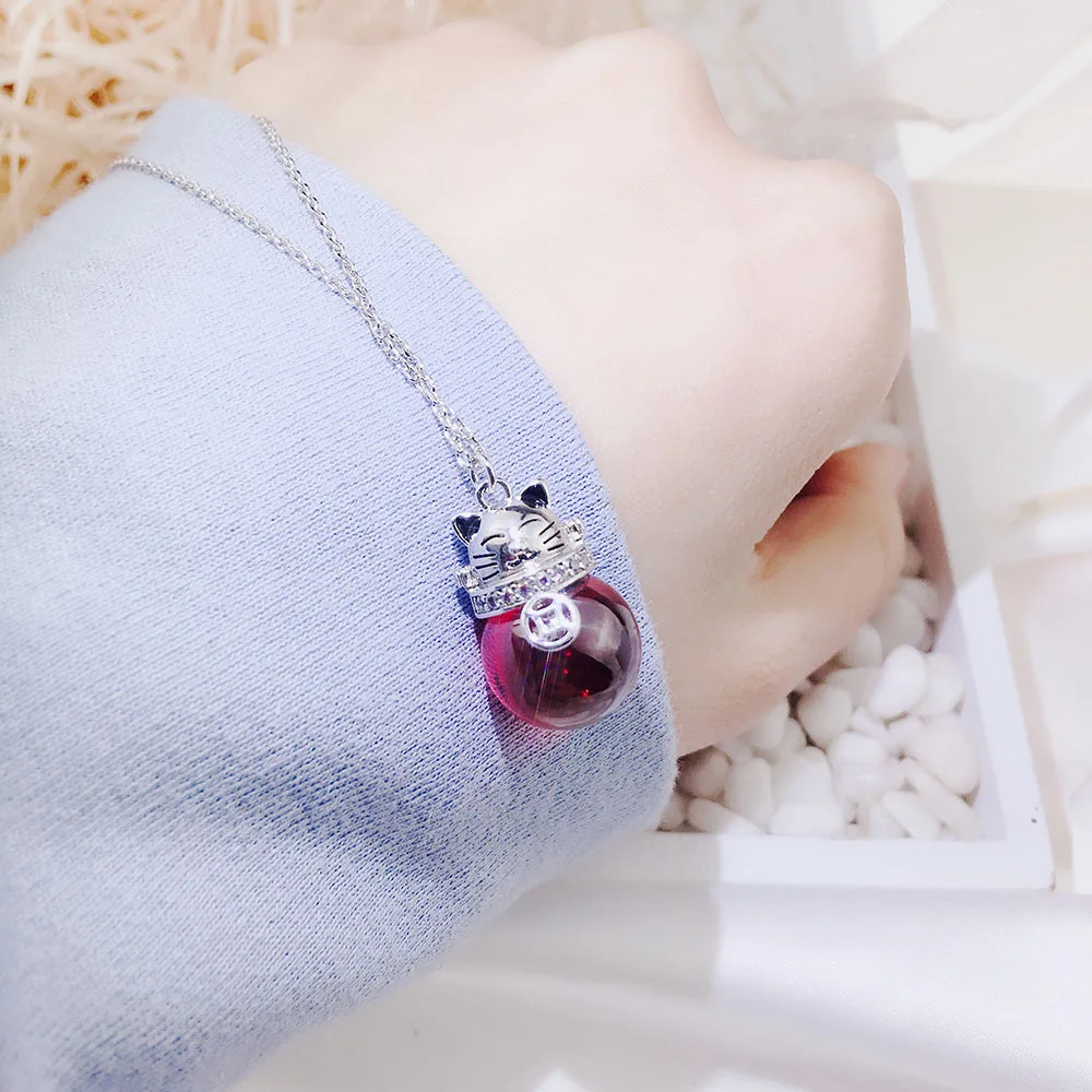 Женская цепочка для ключицы Lucky Red Cat Золотое и серебряное ожерелье с красным