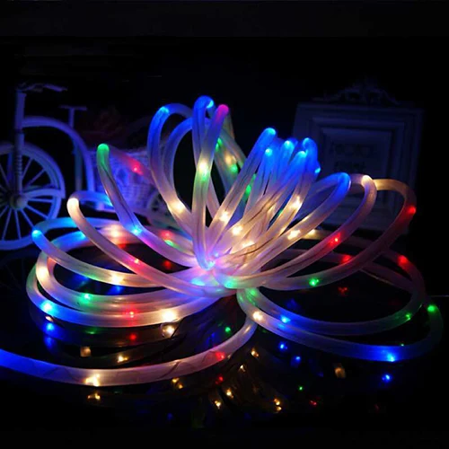 multicolor Солнечный светодиодный гирлянды на открытом воздухе RGB Радужная ленточка трубка светодиодный лампы для загородки сада Ландшафтный Рождественский Декор 7,5 м 50 светодиодный s Волшебные гирлянды - Испускаемый цвет: multicolor