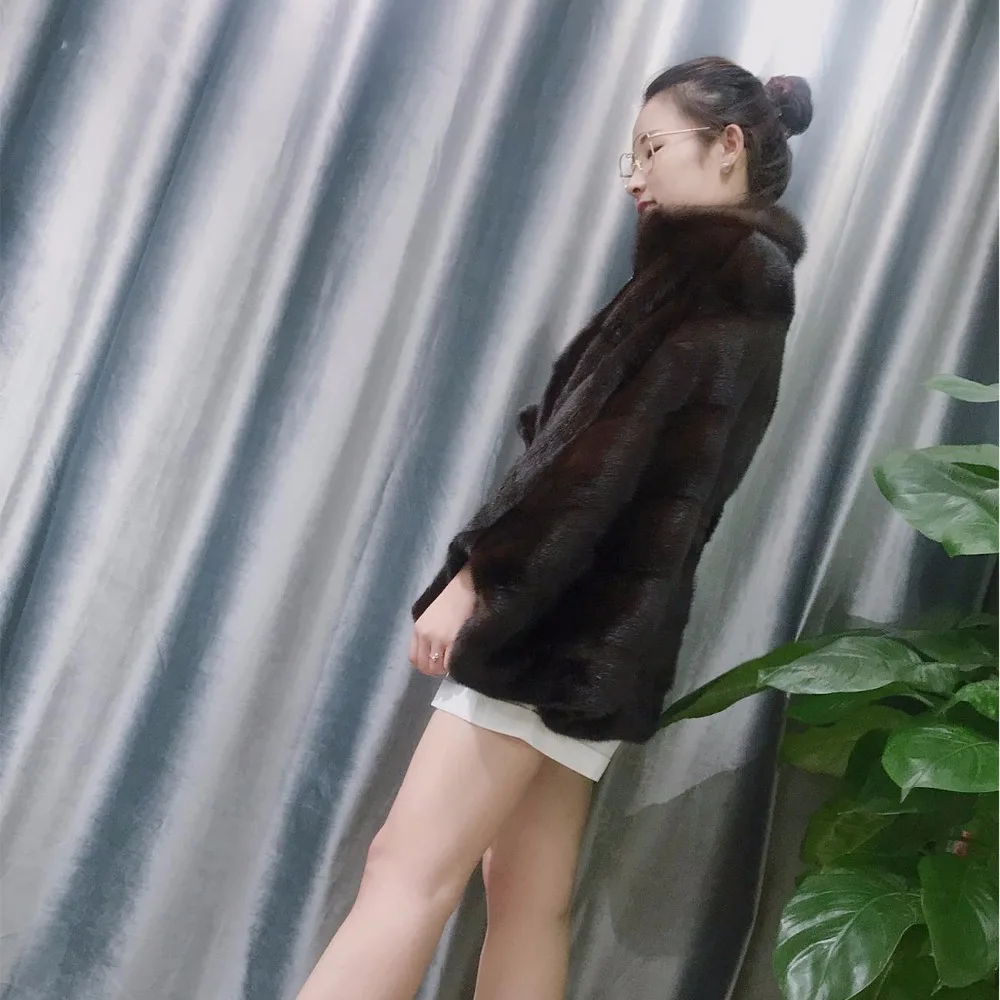 Новое поступление натуральный мех пальто для женщин натуральная норковая Меховая куртка меховая летучая мышь рукава Талия Связывание дизайн тонкая меховая шуба
