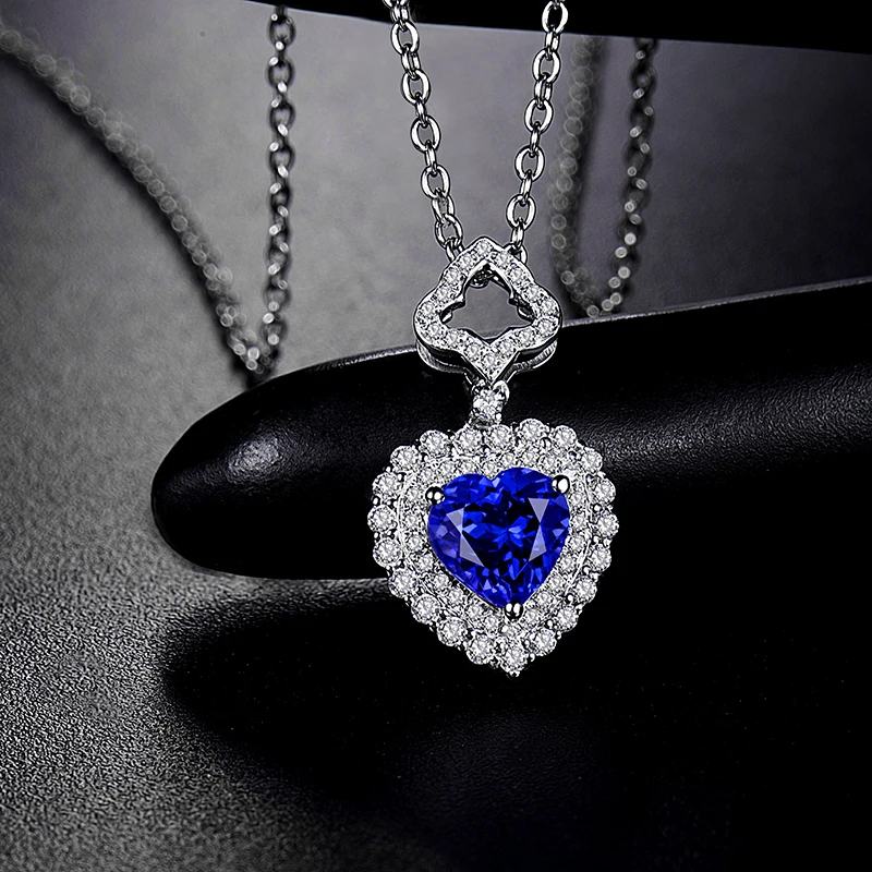Милое сердце подвеска из танзанита ожерелье сверкающий бриллиант Настоящее 18K