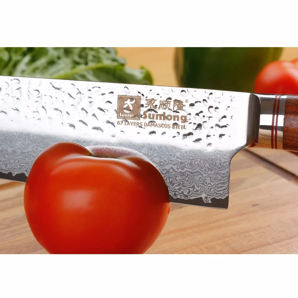 Ножи шеф повара Sunlong Gyuto VG10 японские ручки из Дамасского палисандра 10