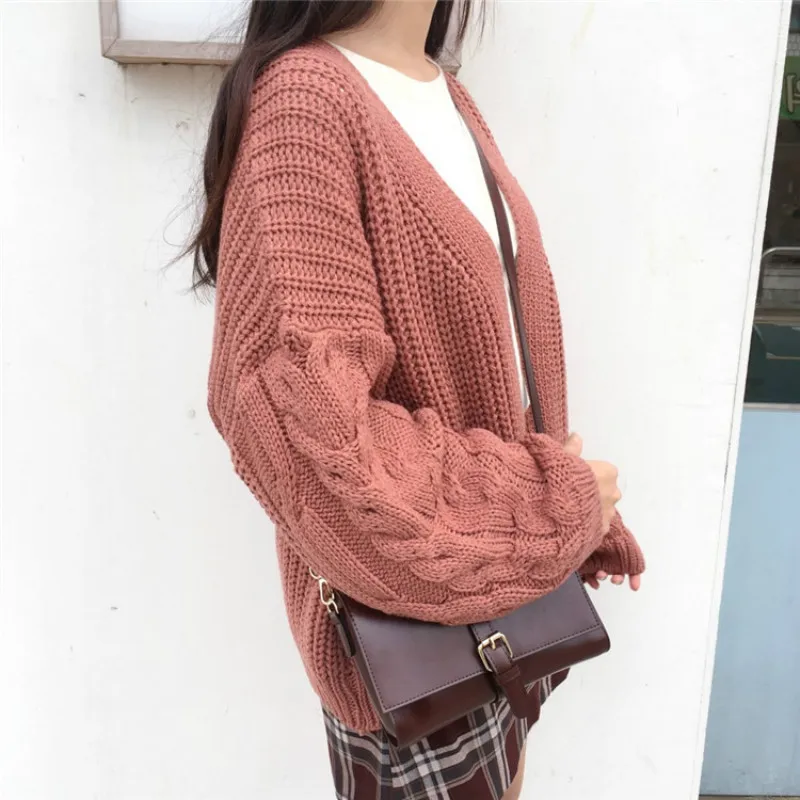 Женские кардиганы, простые, свободные, модные, корейский стиль, Harajuku, вязанные, женские, высокое качество, толстые, теплые, женская одежда, шик