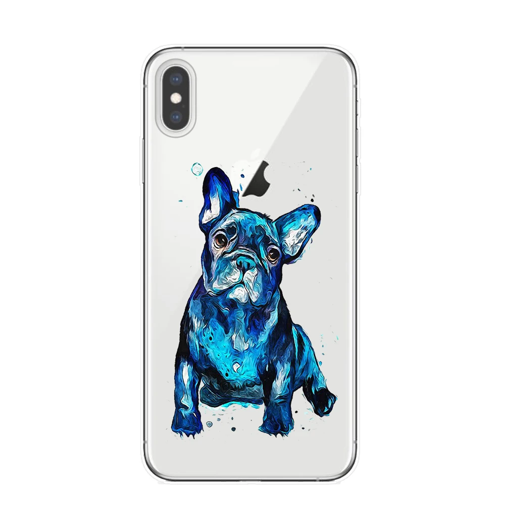 Мягкий чехол для телефона из ТПУ с таксой и французским бульдогом Apple iPhone 11 Pro XS Max X