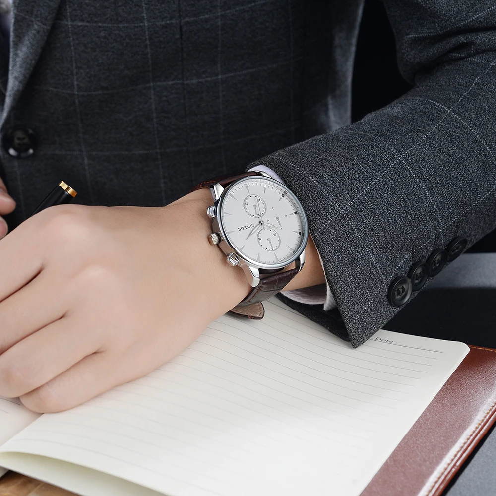 OUKESHI New Fashion Watch Men Elegant Leather Strap Simple Style Casual Business Quartz Male Popular relogio masculino | Наручные часы