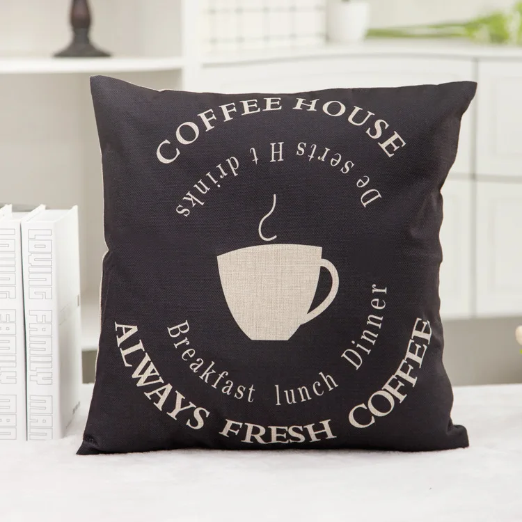 Высокое качество модный стиль хлопок лен подушка кофе дом принт домашний декор