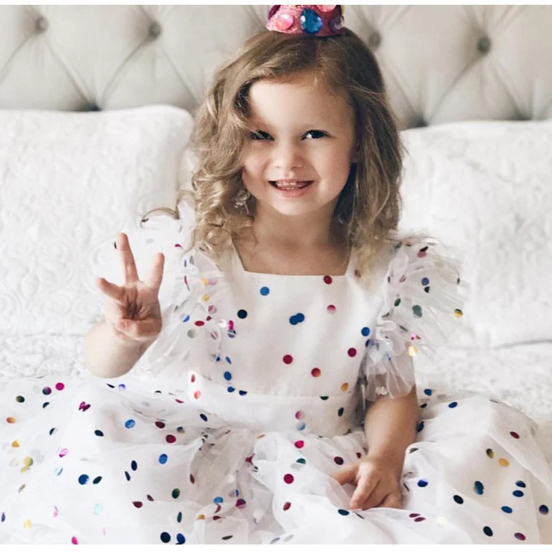 Платье из хлопка для маленьких девочек и От 1 до 4 лет летнее Сетчатое платье в