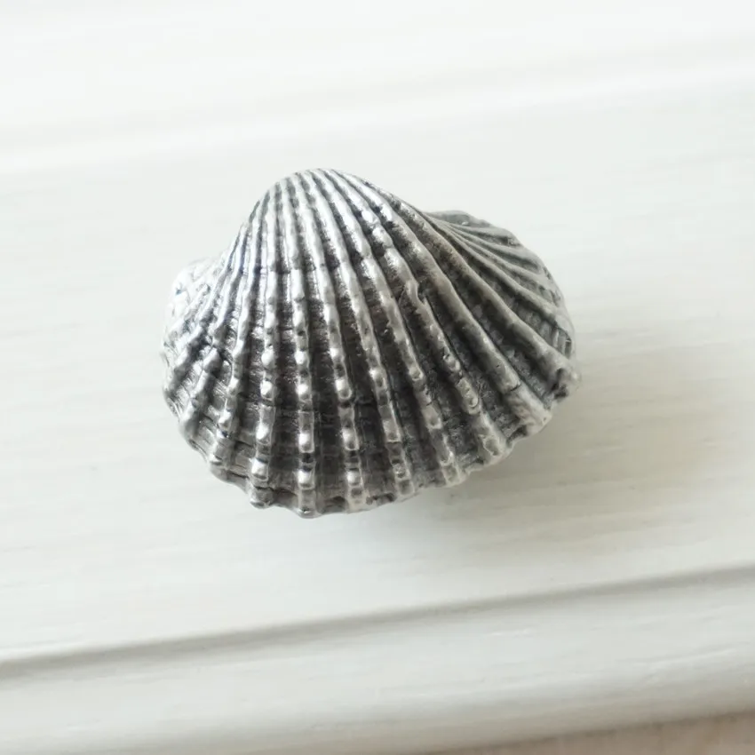 Shell Морская звезда, морская звезда, корпус, античный, серебряный, черный, ручка для комода, ручки для ящика, ручки для кухонного шкафа, дверная ручка, морская фурнитура - Цвет: Shell