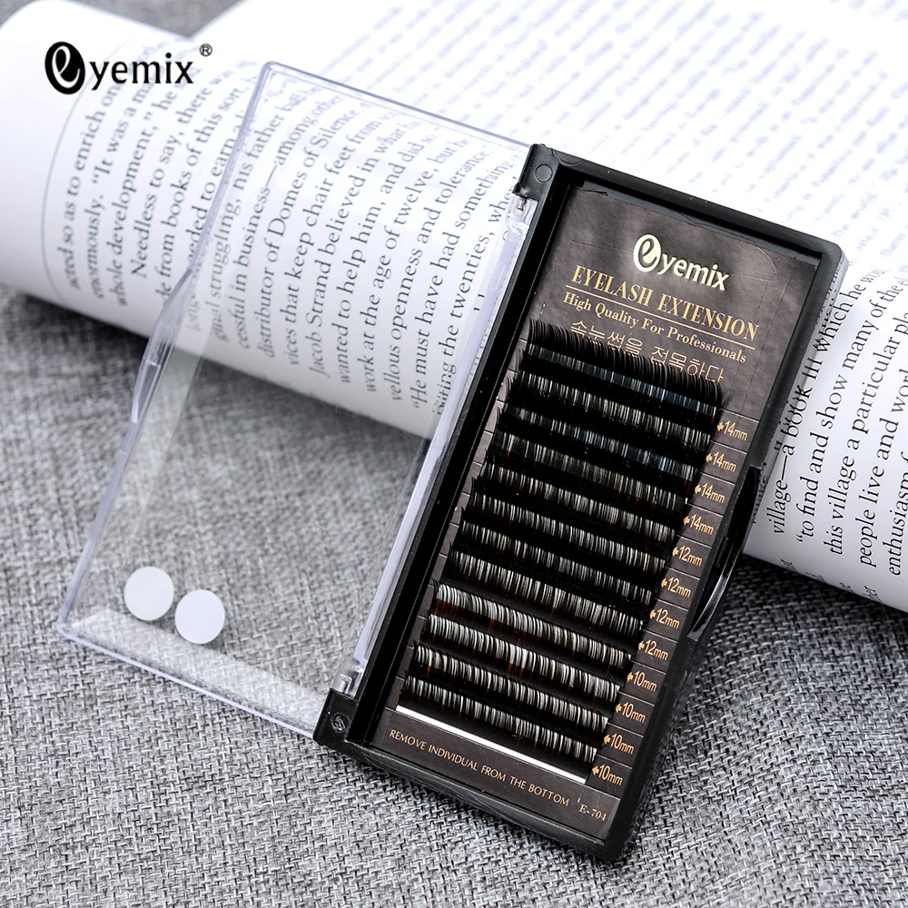Eyemix C Curl Synthetic lash individual eyelashes extension fake false 12 lines a tray Brown Blue lashes | Красота и здоровье