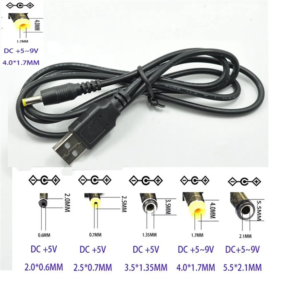 2 шт. usb к dc 4 0 мм Кабель зарядного устройства USB-A DC 5v мм/1 7 кабель адаптера питания