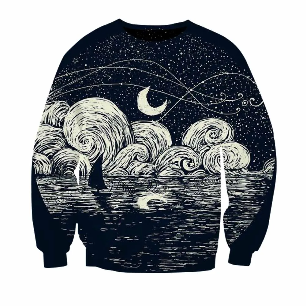 Новая мода Galaxy печати для мужчин женщин планета черный Свитшот хип хоп harajuku