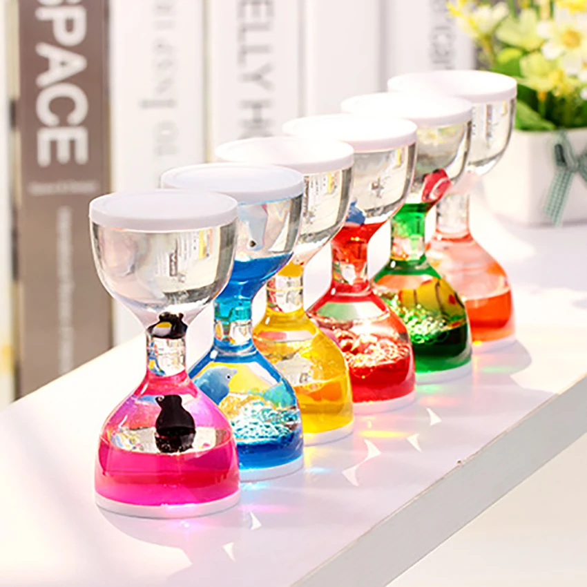 

Liquid Motion Bubbler Timer / Floating Marine Life Sea Creatures Desk Toy Liquid Timer Hourglass for Sensory Play, Fidgeting