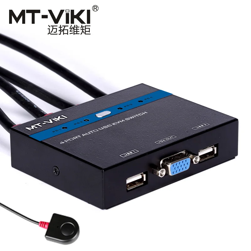 MT Viki 4 порта Авто Смарт USB VGA KVM переключатель с проводным пультом дистанционного