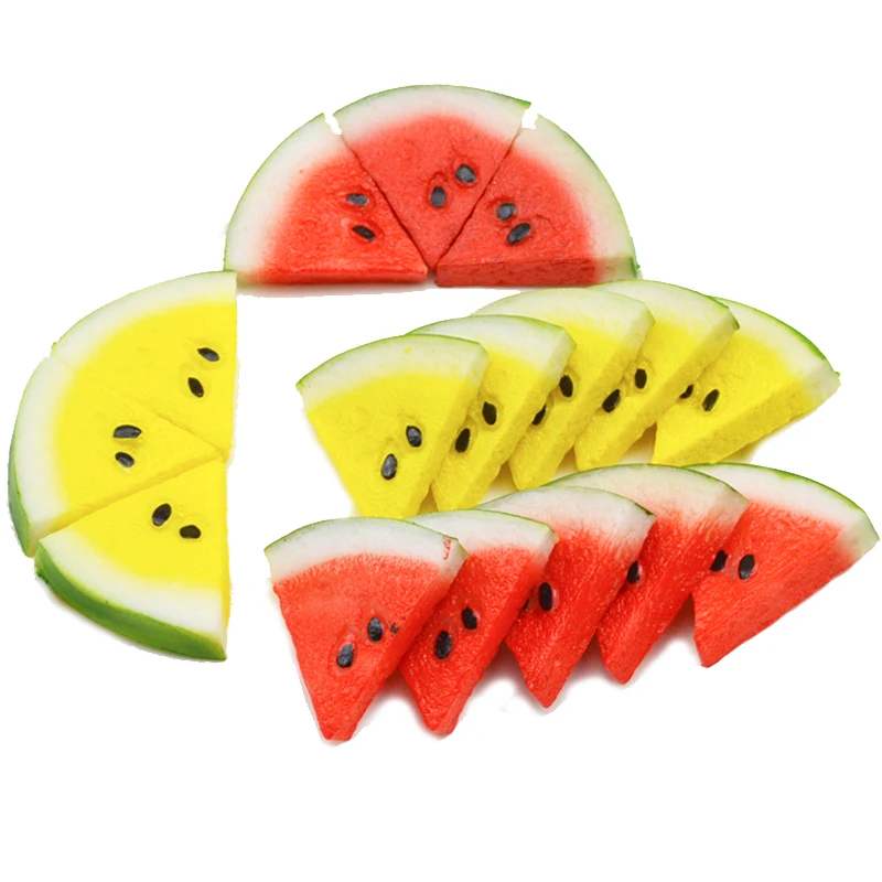 

12pcs Lifelike Fake Watermelon Slice Garnish Artificial Fruit Faux Food Decor free shipping