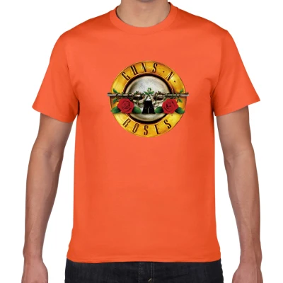 orange Пистолеты и футболки с принтом GUNS N Roses мужские летние хлопок рок-группа уличная одежда мужская футболка хип-хоп Мужская одежда harajuku футболка homme - Цвет: orange