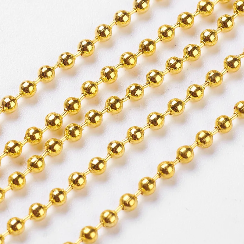 Golden Pandahall 100 м/Шариковые цепочки с катушкой для самодельных ювелирных аксессуаров изготовление браслета ожерелья Размер: 2 мм в диаметре - Цвет: Golden