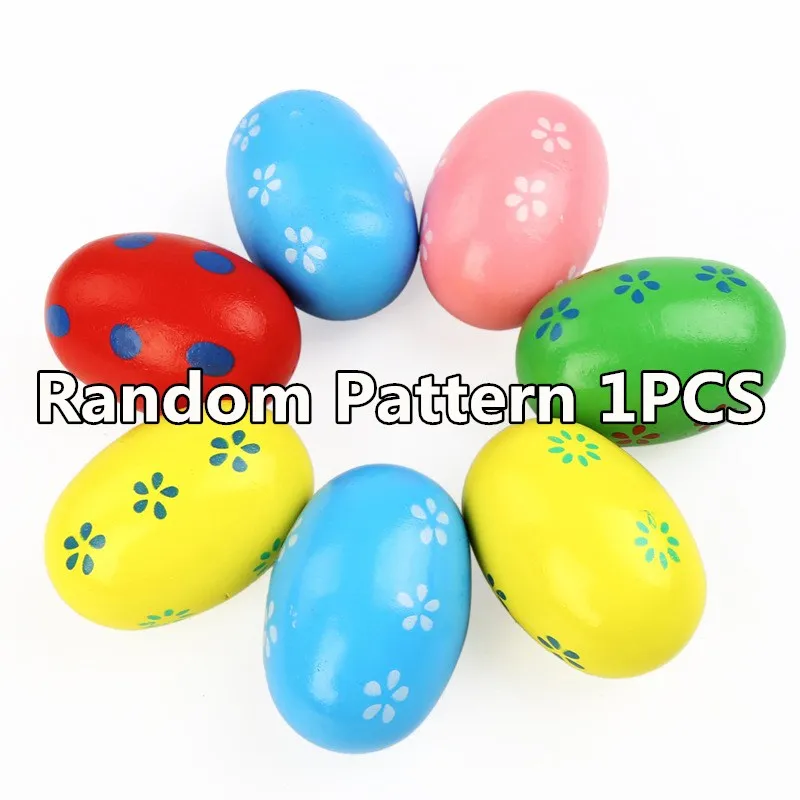 Random color 1pcs Детские музыкальные игрушки, деревянные песочные яйца, музыкальные инструменты для детей, Ударные музыкальные Игрушки для раннего образования, Детские интерактивные разные цвета - Цвет: Random color 1pcs