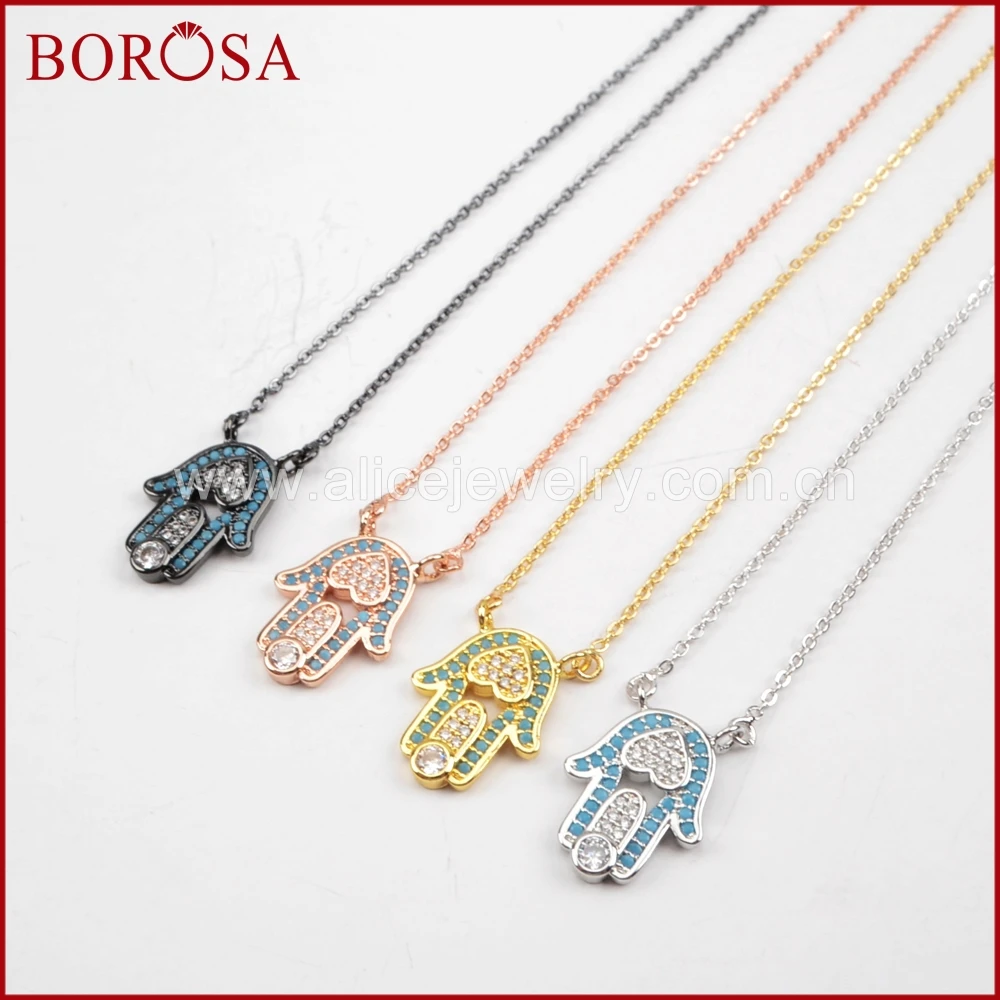 BOROSA CZ микро проложить Хамса рука Connetcor цепочки и ожерелья блестящие кубический