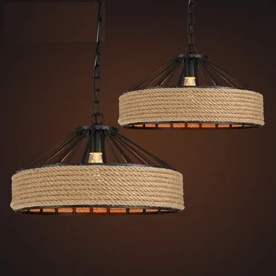 Американский Лофт стиль пеньковая веревка Droplight LED подвесные светильники для