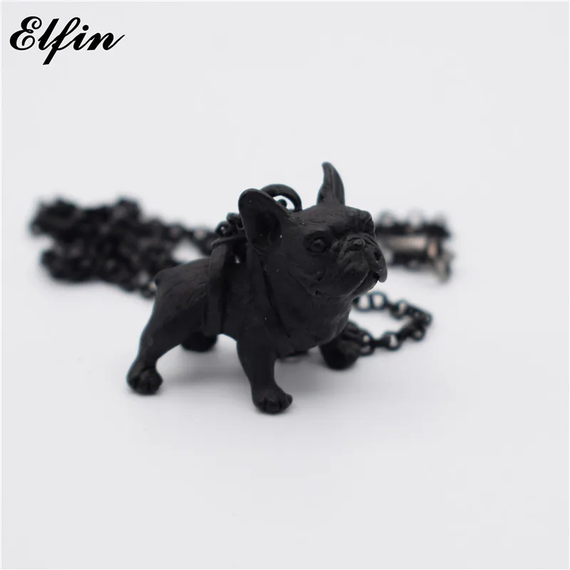 Elfin, Новое поступление, ожерелье с французским бульдогом, модное животное, французский бульдог, ювелирное ожерелье с подвеской, Женские Ювелирные изделия - Окраска металла: С черным покрытием, нанесенным краскопультом