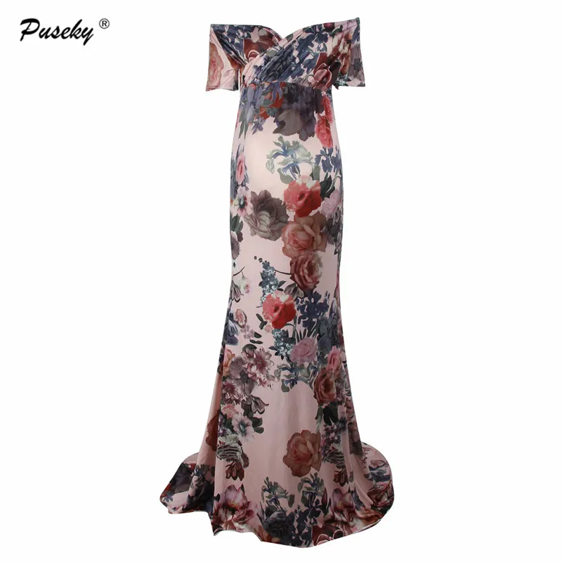 Модные Длинные Макси c оголенными плечами платье для беременных 2018 Новый Для