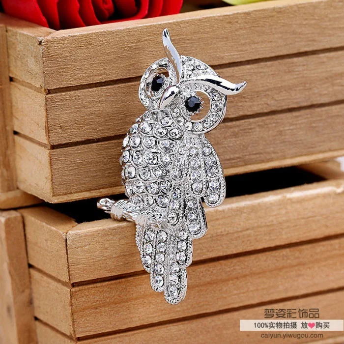 Броши MZC унисекс в виде белой и синей совы для мужчин женщин булавка воротника