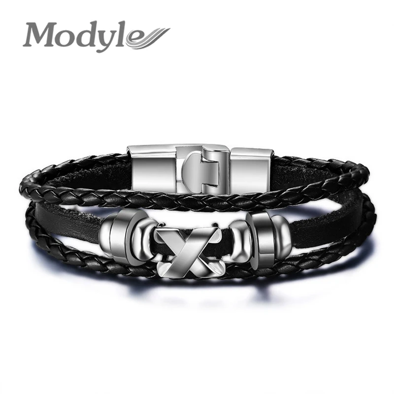 Винтажный кожаный браслет из натуральной ПУ бижутерия унисекс для девушек и