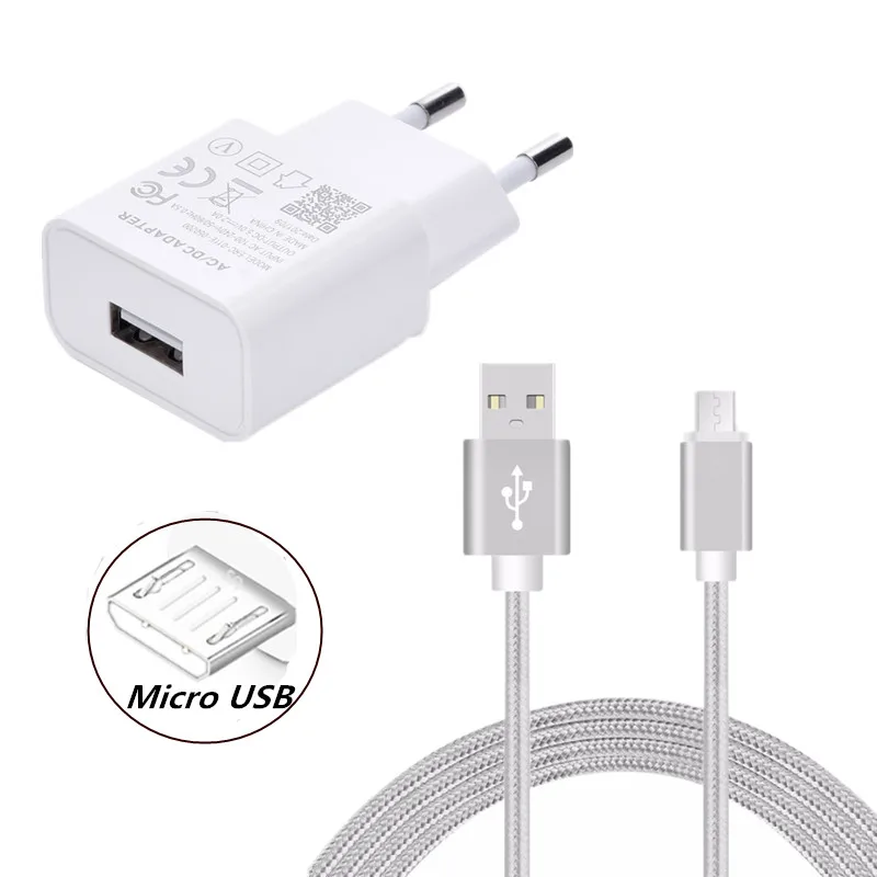 Зарядное устройство USB с европейской вилкой 5 В 2 А кабель Micro для Samsung Galaxy A6 J6 J4 + J2 Pro