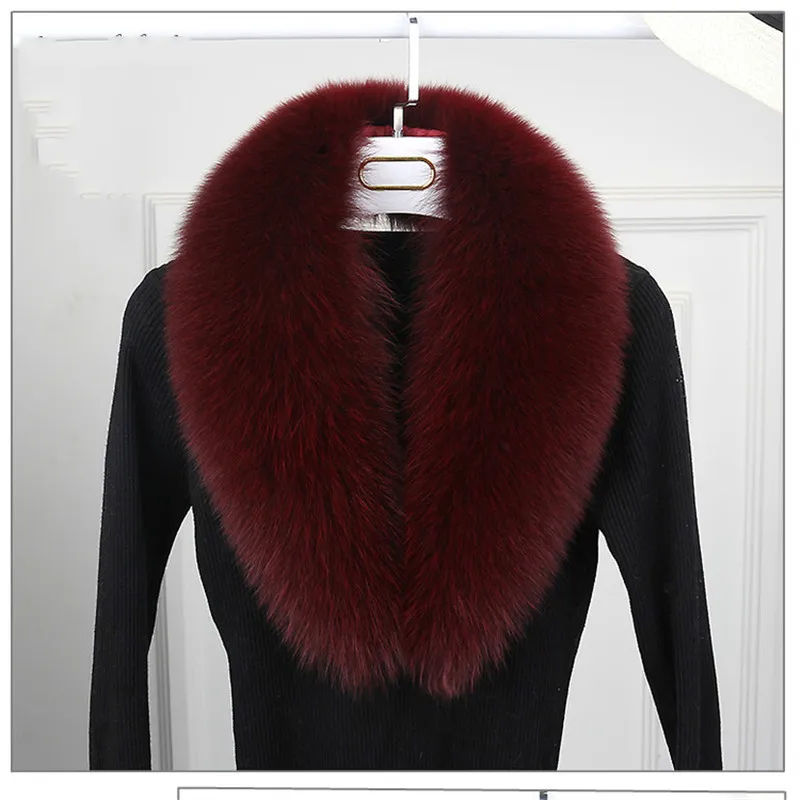 Женская шаль с воротником из лисьего меха теплая на осень и зиму 2019 |