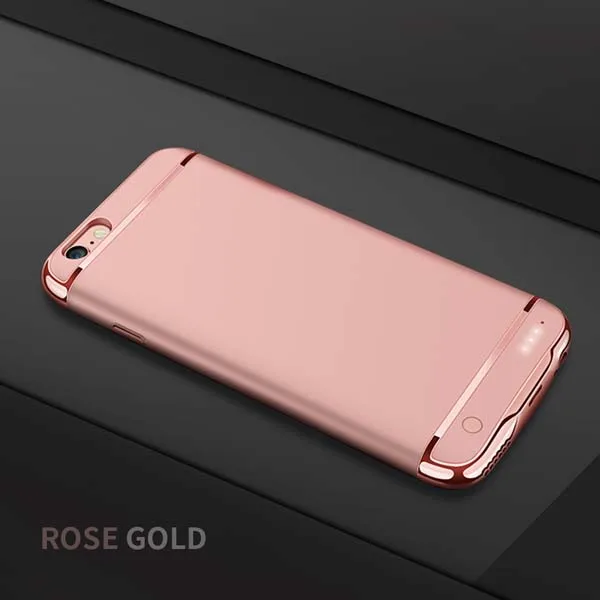 Портативные беспроводные чехлы для телефонов с аккумулятором для iPhone 8, 7, 6, 6S Plus, 3 в 1, ультратонкие Чехлы для зарядки аккумуляторов для iPhone 7, 8 Plus - Цвет: Rose Gold