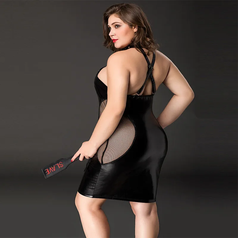 

Women Plus Size Lingerie Babydoll Sleepwear Sexy Hot Erotic PU Leather Underwear Nightwear Sexy Porno Lingerie Babydoll Costume