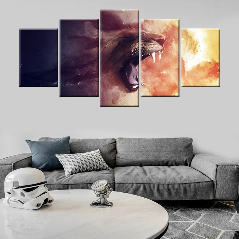 5 panel abstract flame cello music modular picture canvas artist residential decorative wall | Дом и сад