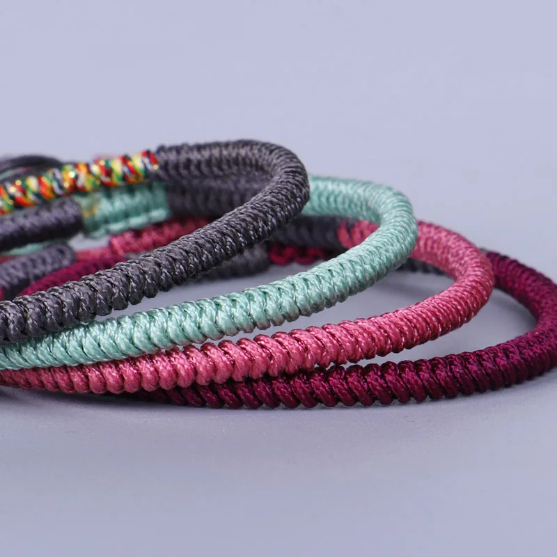 Женский плетеный браслет ручной работы однотонный тибетский буддийский с