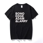 Футболка мужская U2 BONO EDGE, хлопковая тенниска с круглым вырезом и короткими рукавами, музыкальный Топ Адама Ларри рока, лето