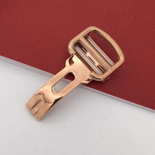 Rose Gold Ремешок для часов из нержавеющей стали 14 мм 16 мм 18 мм 20 мм ремешок с пряжкой из розового золота для Cartier Blue Balloon Tank Butterfly складная застежка - Цвет ремешка: Rose Gold