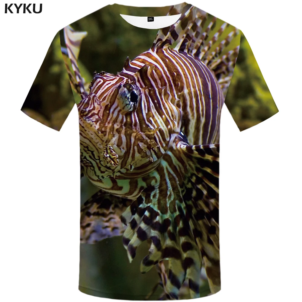 KYKU Fish Мужская 3D футболка, хип-хоп футболка, рыбак, тропический принт, футболка, Забавные футболки, летние, Fishinger Animal, мужская одежда